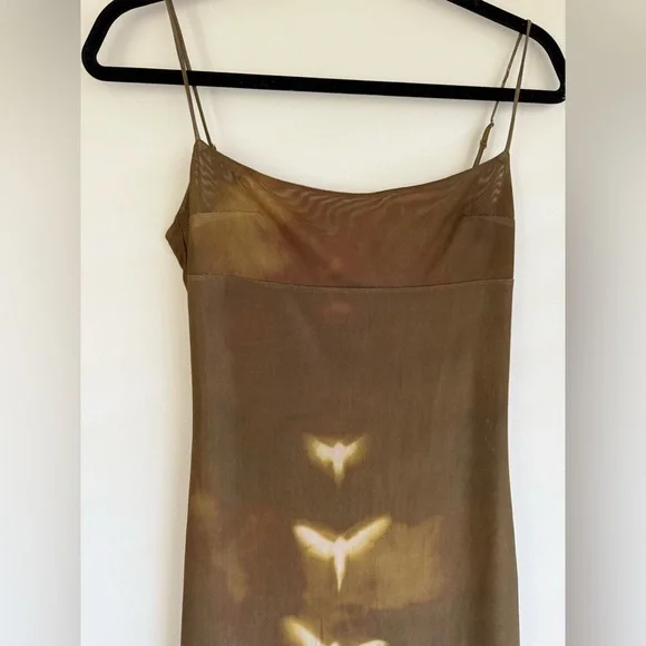 Superdown Jocelyn Butterfly Maxi Dress Brown Olive Butterfly Dress Small - Picture 8 of 15
